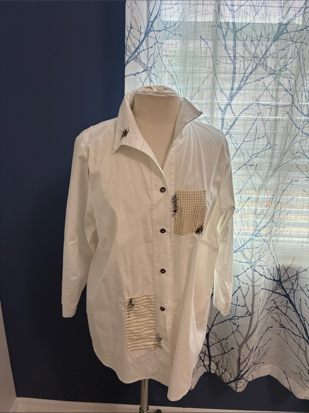 Vitamin White Button-Up Cotton Shirt with Patch Pockets